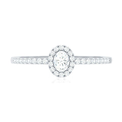 Certified Natural Diamond Oval Engagement Ring with Halo
