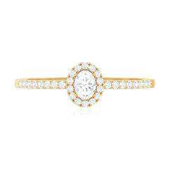 Certified Natural Diamond Oval Engagement Ring with Halo