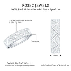 Certified Moissanite Wide Eternity Band Ring