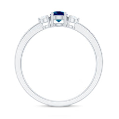 5mm London Blue Topaz Proposal Ring with Diamond