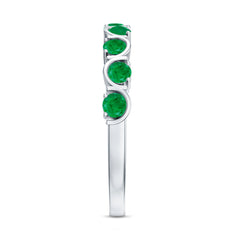 Natural Green Emerald Half Eternity Stackable Ring