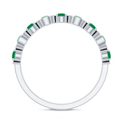 Natural Green Emerald Half Eternity Stackable Ring