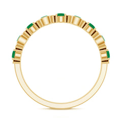 Natural Green Emerald Half Eternity Stackable Ring