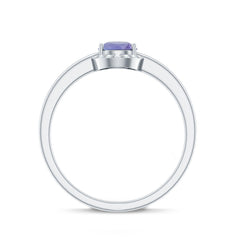 Natural Tanzanite Engagement Ring with Diamond Halo