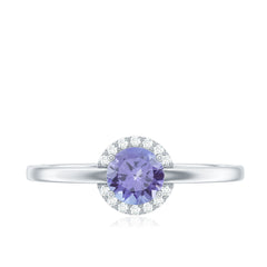 Natural Tanzanite Engagement Ring with Diamond Halo