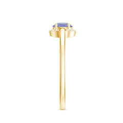 Natural Tanzanite Engagement Ring with Diamond Halo
