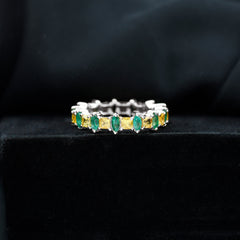 Designer Yellow Sapphire and Emerald Eternity Wedding Band