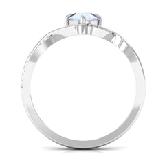 1/2 CT Claw Set Moonstone Solitaire Crossover Ring with Diamond