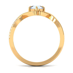 1/2 CT Claw Set Moonstone Solitaire Crossover Ring with Diamond