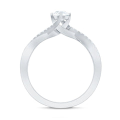 Minimal Diamond Engagement Ring with Crossover Shank