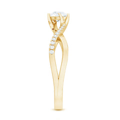 Minimal Diamond Engagement Ring with Crossover Shank