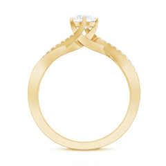 Minimal Diamond Engagement Ring with Crossover Shank