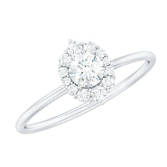 Minimal Real Diamond Engagement Ring with Halo
