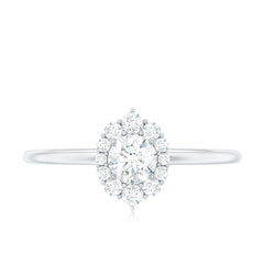 Minimal Real Diamond Engagement Ring with Halo
