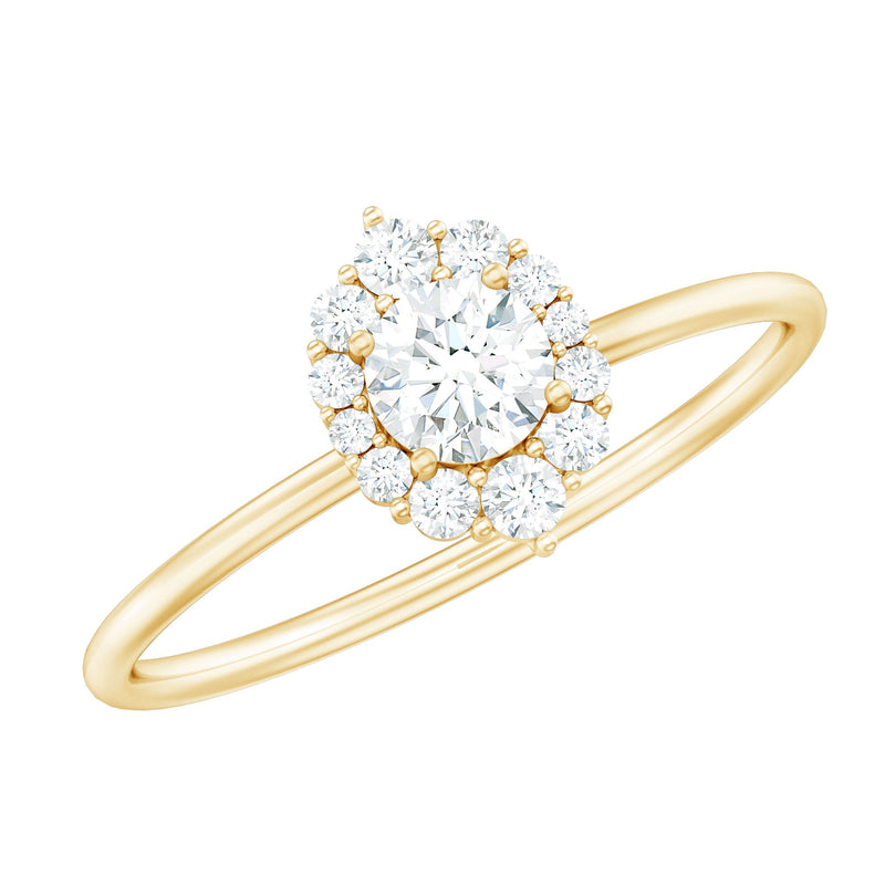 Minimal Real Diamond Engagement Ring with Halo