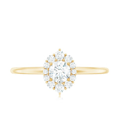 Minimal Real Diamond Engagement Ring with Halo