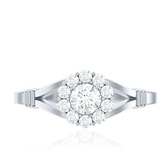 Natural Diamond Halo Engagement Ring with Split Shank