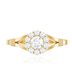 Natural Diamond Halo Engagement Ring with Split Shank