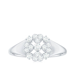 Natural Diamond Flower Engagement Ring in Illusion Set