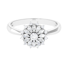 Certified Real Diamond Flower Engagement Ring