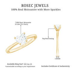 1 CT Heart Shape Certified Moissanite Engagement Ring