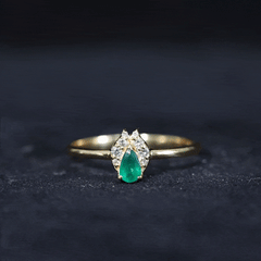 Womens Emerald and Diamond Promise Ring for Her