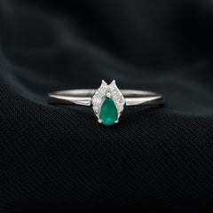 Womens Emerald and Diamond Promise Ring for Her