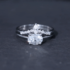 Certified 6X8 MM Oval Lab Grown Diamond Engagement Ring With Enhancer