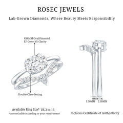 Certified 6X8 MM Oval Lab Grown Diamond Engagement Ring With Enhancer