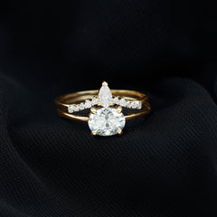 Certified 6X8 MM Oval Lab Grown Diamond Engagement Ring With Enhancer