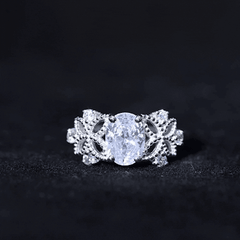 6X8mm Oval Lab Grown Diamond Flower Engagement Ring