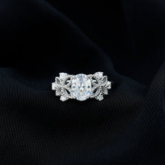 6X8mm Oval Lab Grown Diamond Flower Engagement Ring