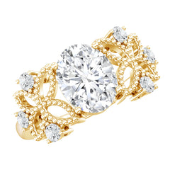 6X8mm Oval Lab Grown Diamond Flower Engagement Ring