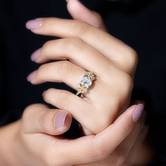6X8mm Oval Lab Grown Diamond Flower Engagement Ring