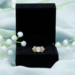 6X8mm Oval Lab Grown Diamond Flower Engagement Ring