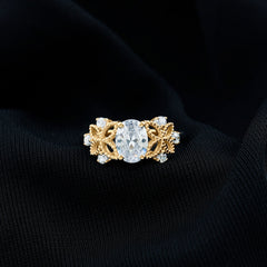 6X8mm Oval Lab Grown Diamond Flower Engagement Ring