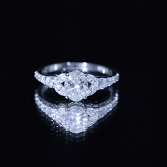Certified 6X8MM Oval Lab Grown Diamond Engagement Ring With Side Stones