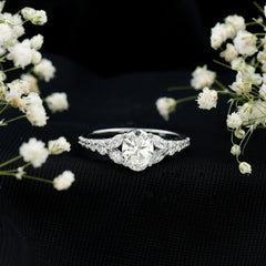 Certified 6X8MM Oval Lab Grown Diamond Engagement Ring With Side Stones