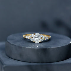 Certified 6X8MM Oval Lab Grown Diamond Engagement Ring With Side Stones