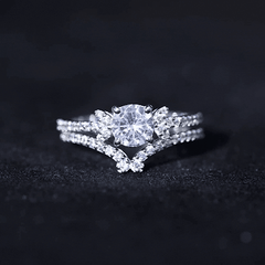 Certified 6 MM Cushion Lab Grown Diamond Engagement Ring with Wedding Band