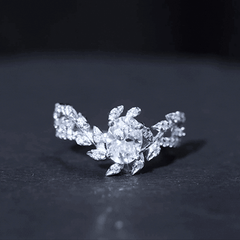 6X8MM Oval Lab Grown Diamond Petal Prong Engagement Ring