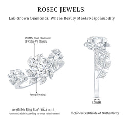 6X8MM Oval Lab Grown Diamond Petal Prong Engagement Ring