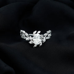 6X8MM Oval Lab Grown Diamond Petal Prong Engagement Ring