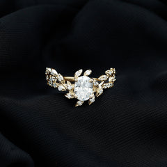 6X8MM Oval Lab Grown Diamond Petal Prong Engagement Ring