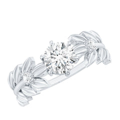 6 MM Lab Grown Diamond Nature Inspired Engagement Ring