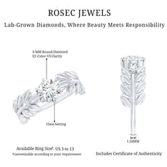 6 MM Lab Grown Diamond Nature Inspired Engagement Ring