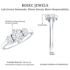 Certified Lab Grown Diamond 3 Stone Engagement Ring For Women