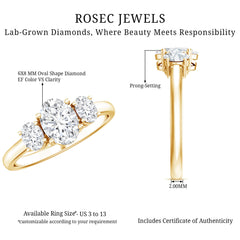 Certified Lab Grown Diamond 3 Stone Engagement Ring For Women