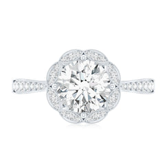 Certified 7 MM Lab Grown Diamond Halo Engagement Ring