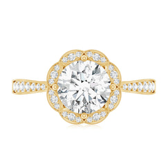 Certified 7 MM Lab Grown Diamond Halo Engagement Ring